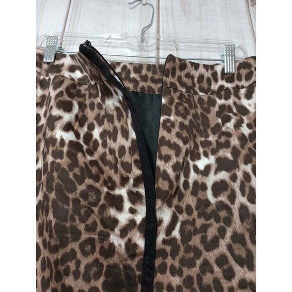 Leopard Print‎ Skirt Brown Animal Print Career Cocktail Party - Picture 4 of 6